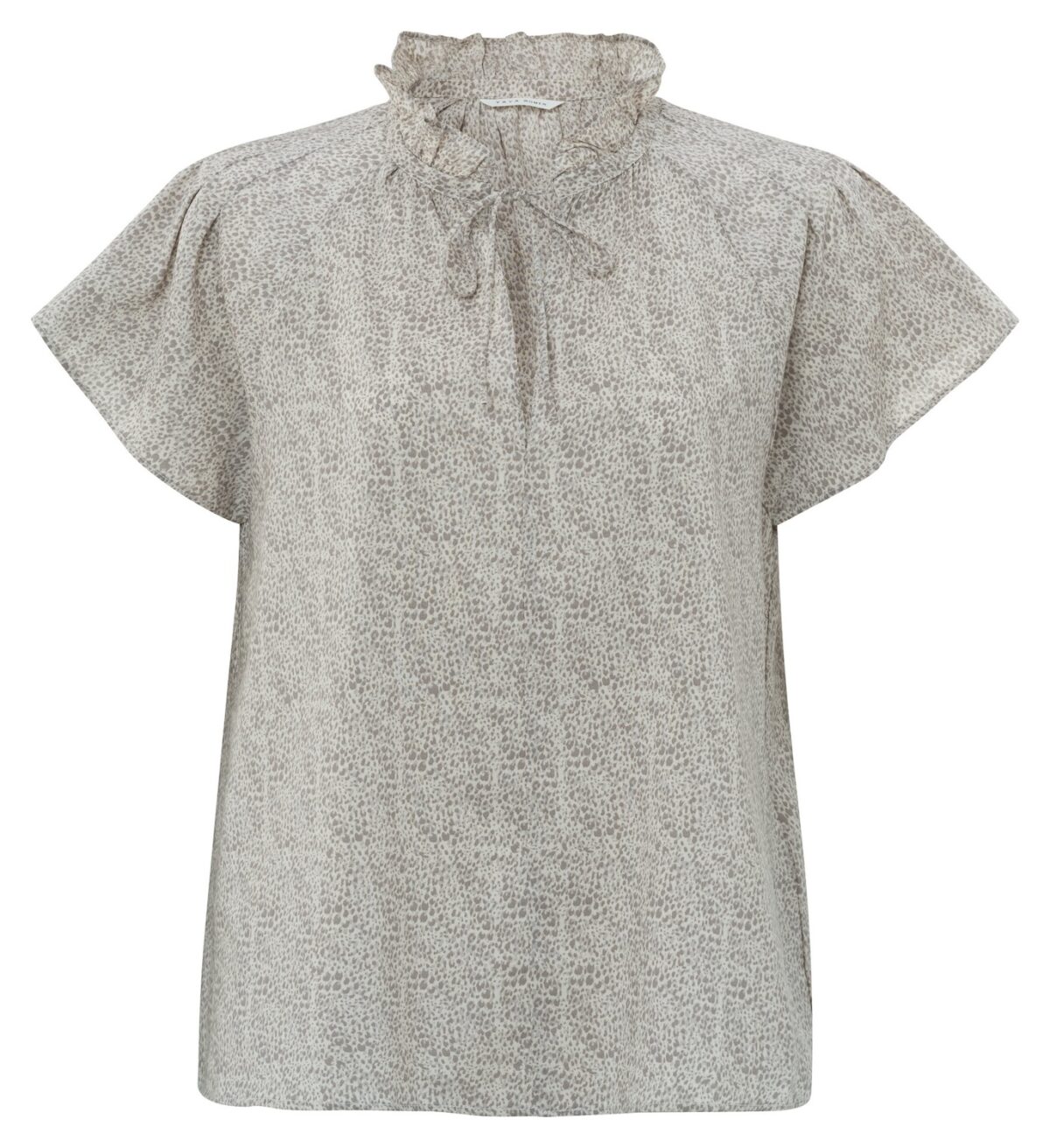 Bluse Kurzarm mit gerüschtem Kragen von Yaya