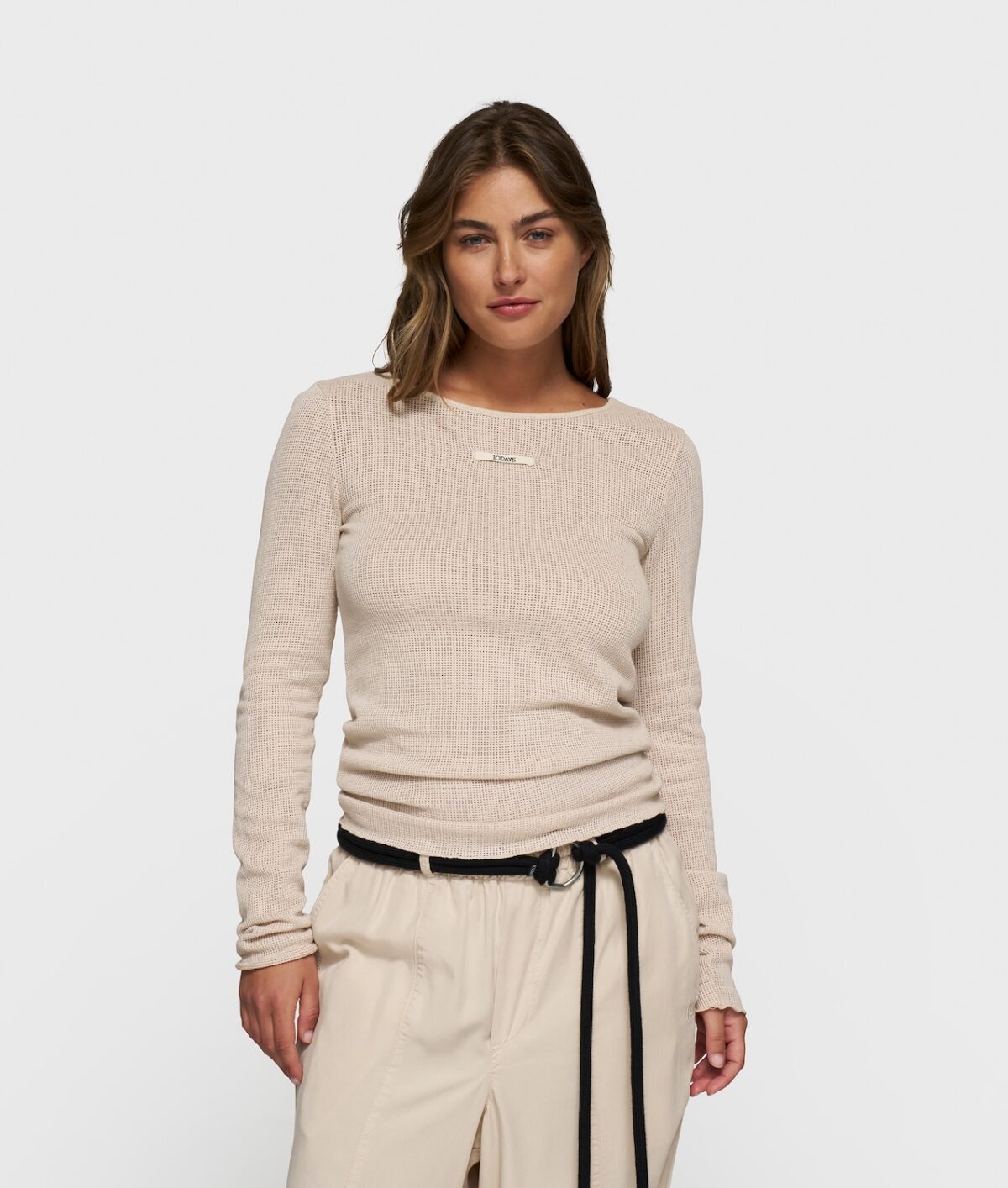 Boat Neck Long Sleeve Tee Mesh von 10Days