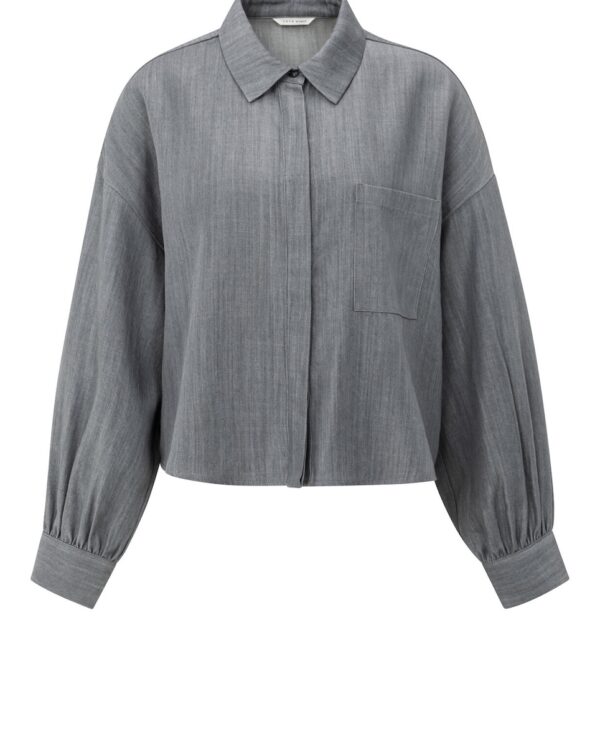 Bluse mit langen Ärmeln und Brusttasche von Yaya