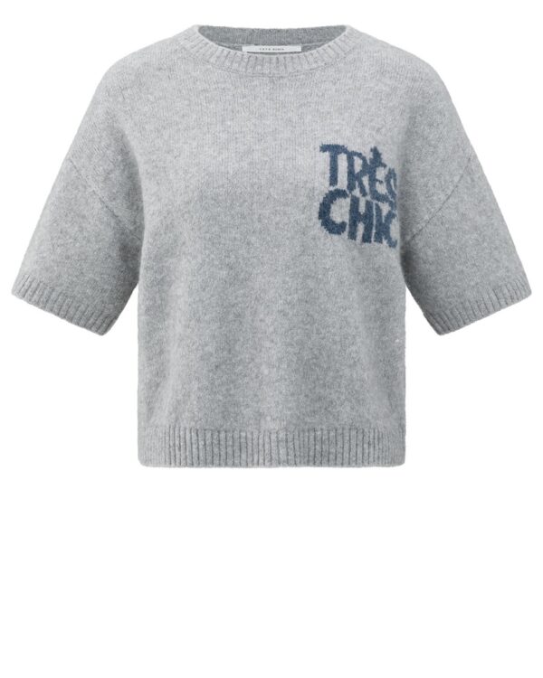 Kurzärmeliger Strickpullover mit Aufschrift  von Yaya