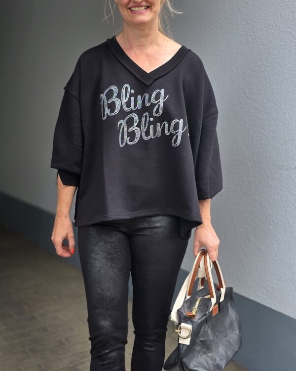 Sweater V-Neck Bling Bling mit Strass von Miss Goodlife