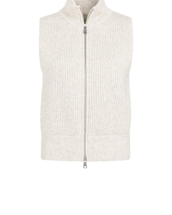 Gerippte, ärmellose Strickweste mit hohem Kragen von Yaya
