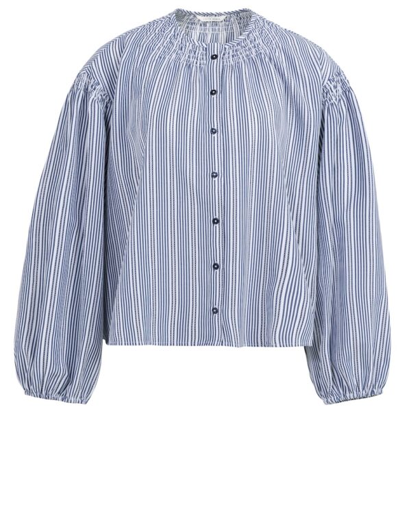 Gestreifte Bluse mit gekräuselten Details an den Schultern von Yaya