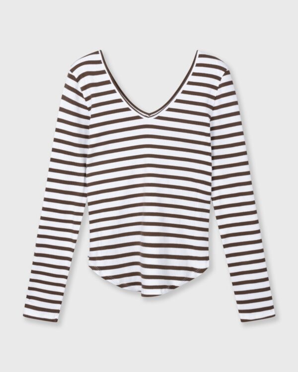 Longsleeve mit V-Ausschnitt von 10Days, gestreift