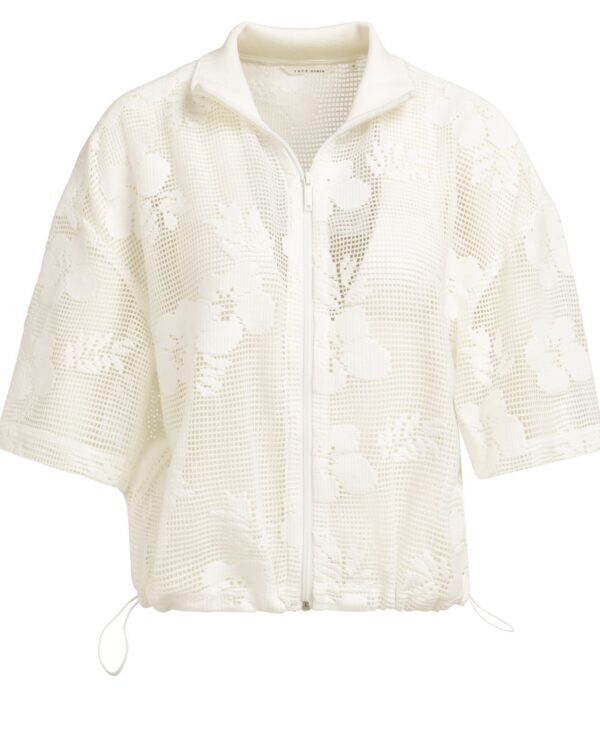 Häkeljacke mit Blumenmuster und kurzen Ärmeln von Yaya